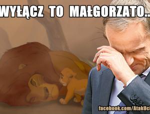Donald Tusk płacze na Królu Lwie (źródło: facebook.com/AtakUcieczki)