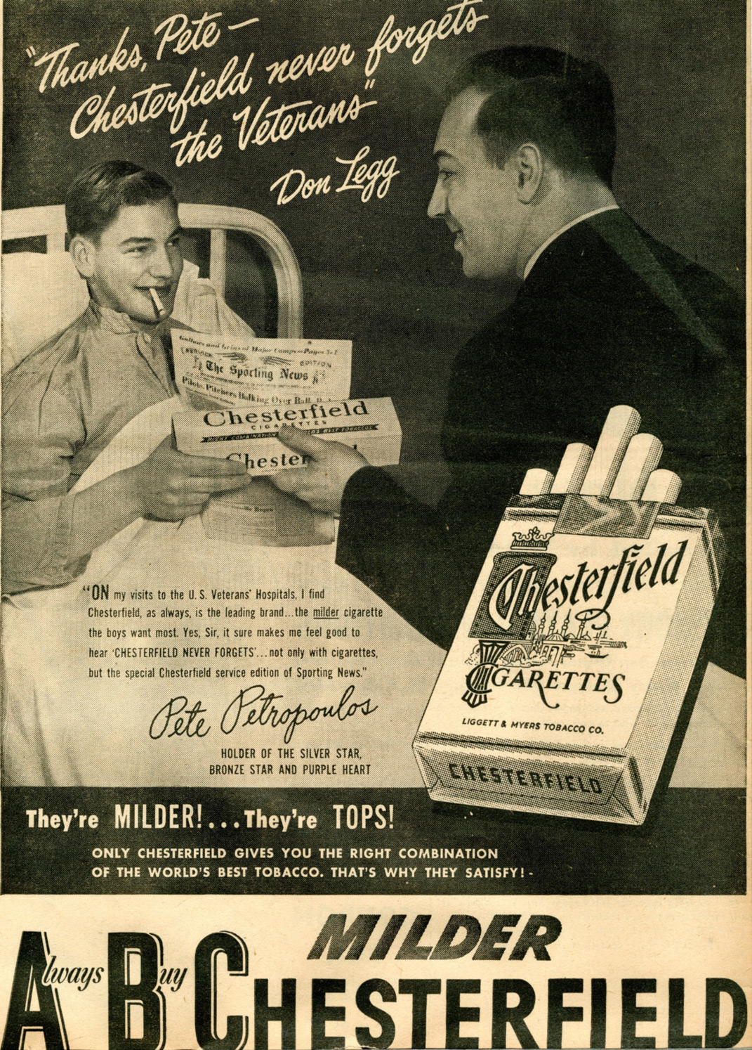 Papierosy "Chesterfield", rok 1947