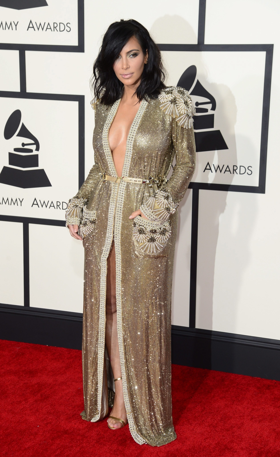 Najbardziej rozebrane gwiazdy na gali Grammy 2015: Kim Kardashian