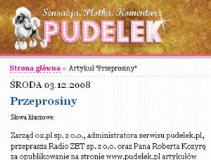 Plotkarski Pudelek przeprasza Radio ZET